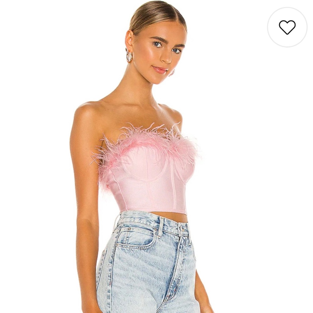 Pink feather bandage corset top Superdown Revolve